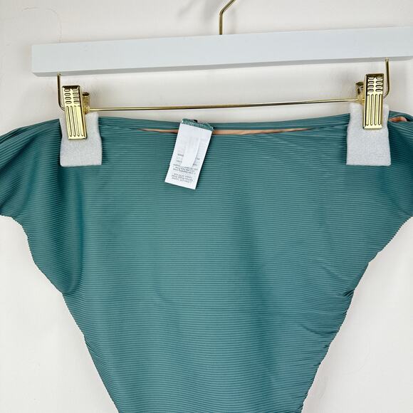 J.Crew Ribbed High Rise Cheeky Bikini Bottom Beach Swim Minimalist Green 2X NWT - Picture 9 of 12